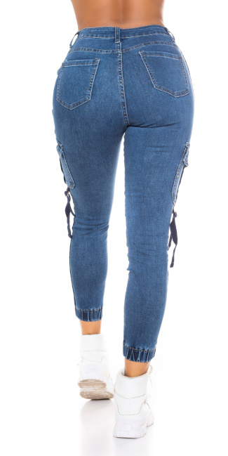 Trendy Highwaist Cargolook Jeans Blue